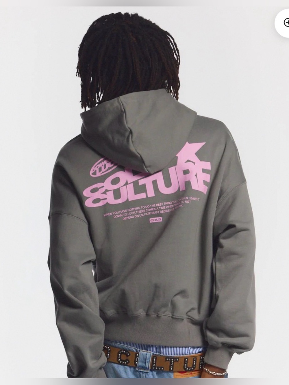 Cold Culture DOWN TO LUCK HOODIE SMOKEY GREY size size XL pink and grey
